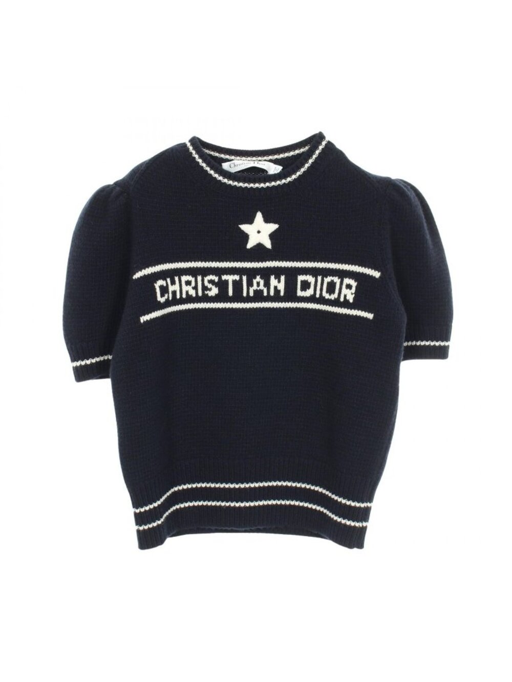 Dior Knit Logo Short Sleeve Wool Cashmere Sweater